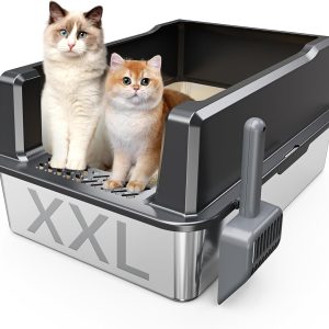 Tripamin XXL Stainless Steel Litter Box with High Sides 26"x18"x12"